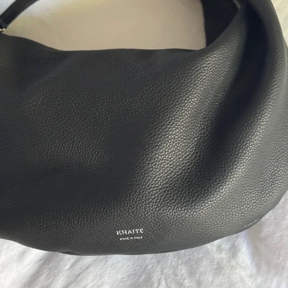 KHAITE Black Pebbled Leather Olivia Hobo Bag - Picture 3 of 6